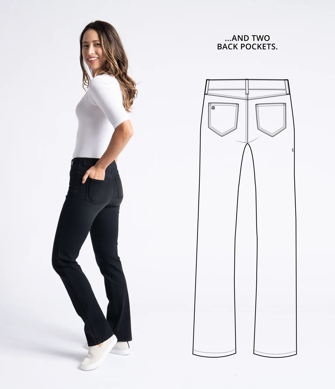 Straight-Leg | 4-Pocket Betabrand Yoga Denim (Washed Black)