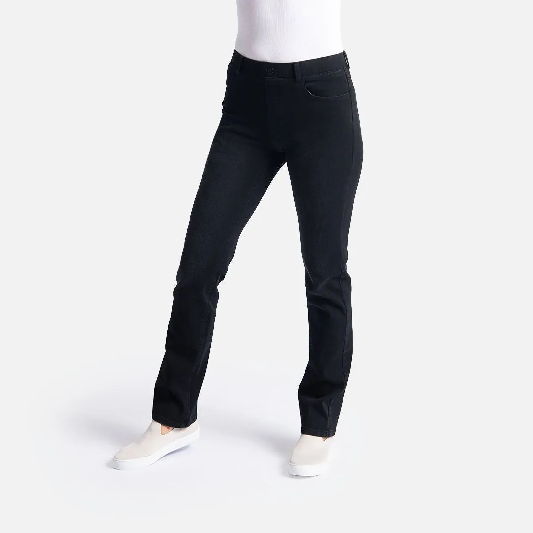 Straight-Leg | 4-Pocket Betabrand Yoga Denim (Washed Black)