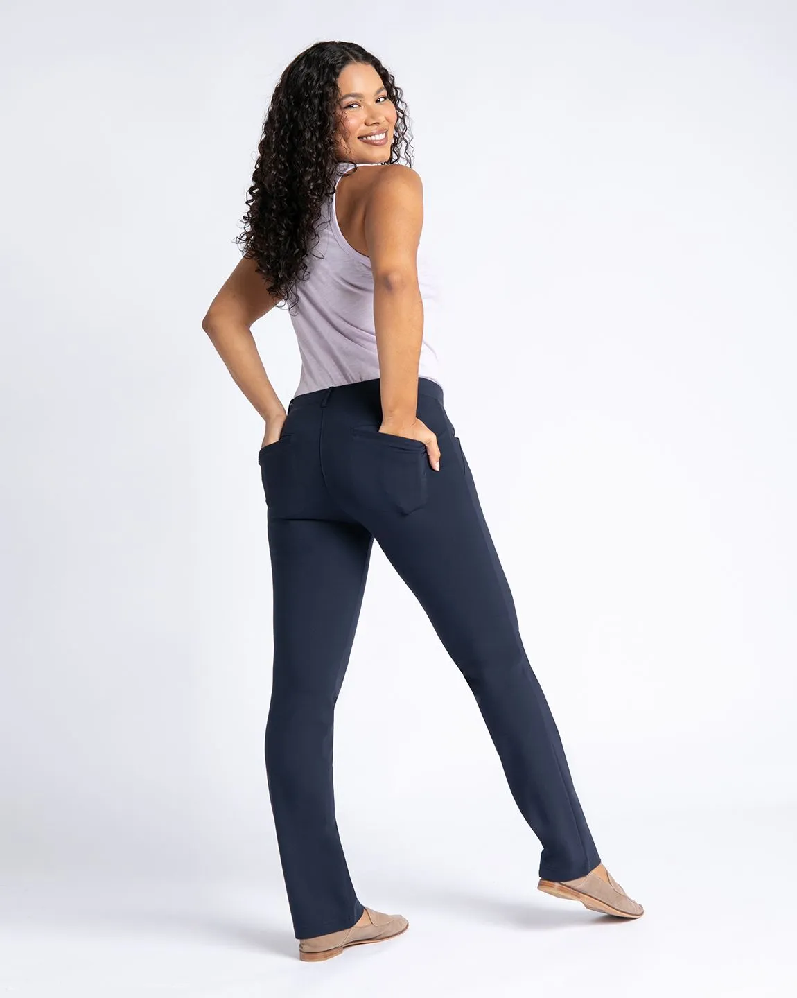 Straight-Leg | Two-Pocket Dress Pant Yoga Pants (Navy)