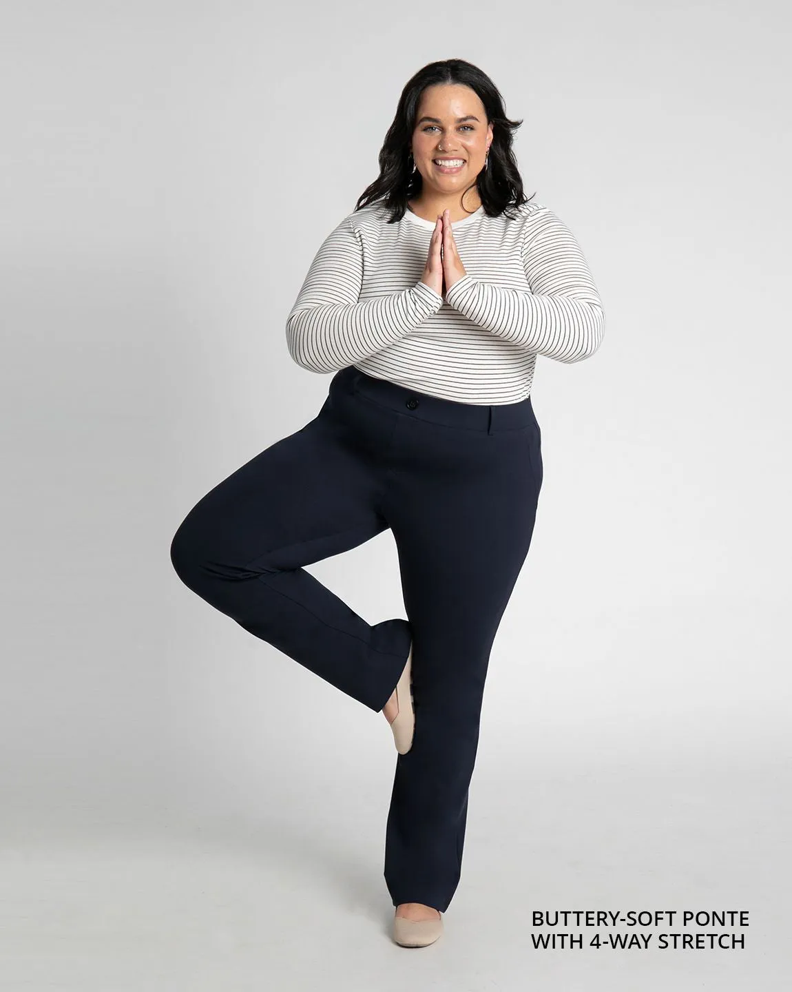 Straight-Leg | Two-Pocket Dress Pant Yoga Pants (Navy)