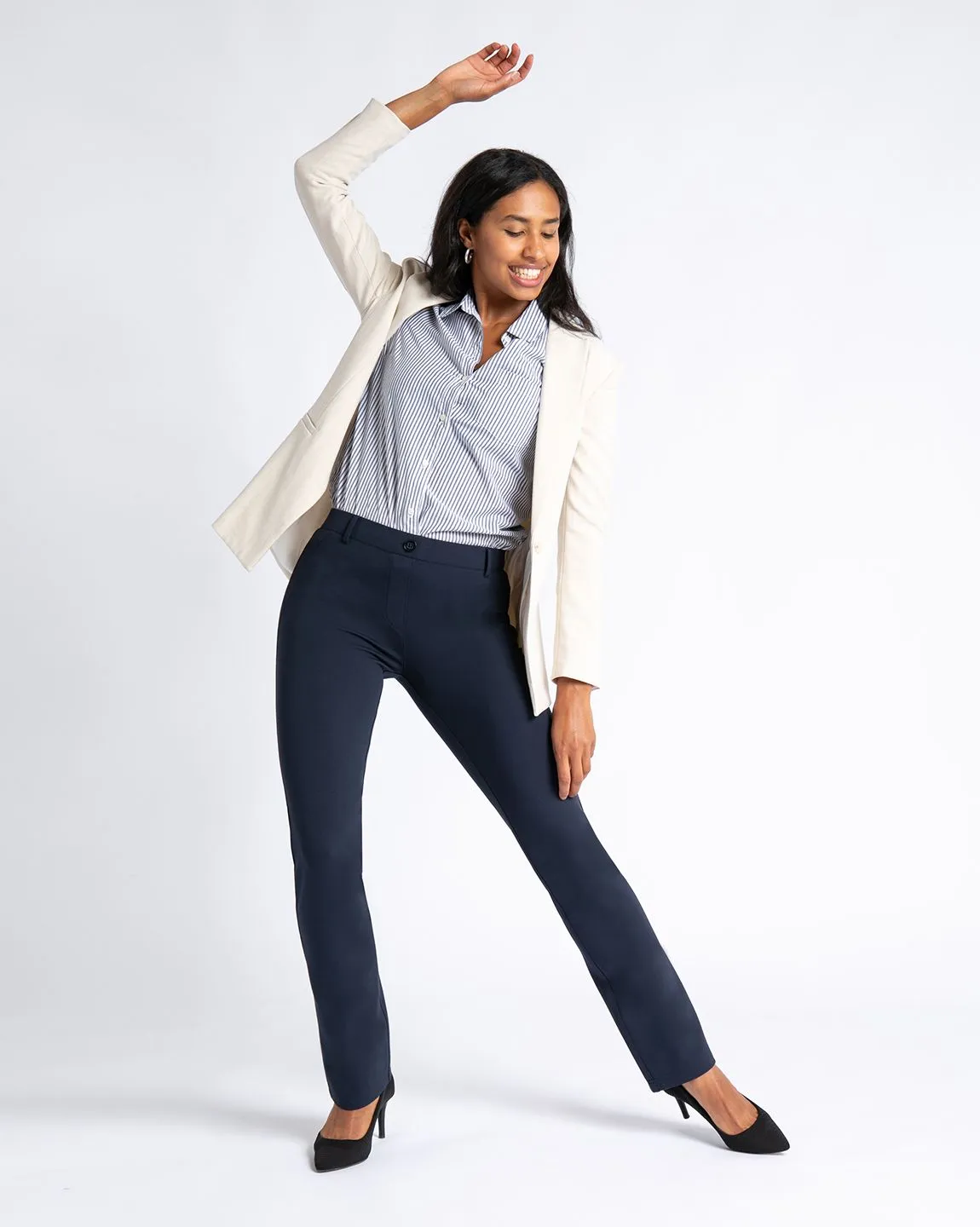 Straight-Leg | Two-Pocket Dress Pant Yoga Pants (Navy)