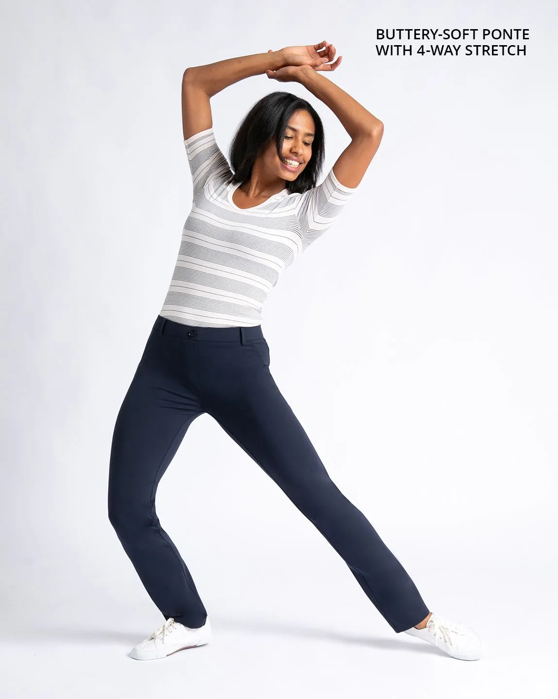 Straight-Leg | Two-Pocket Dress Pant Yoga Pants (Navy)