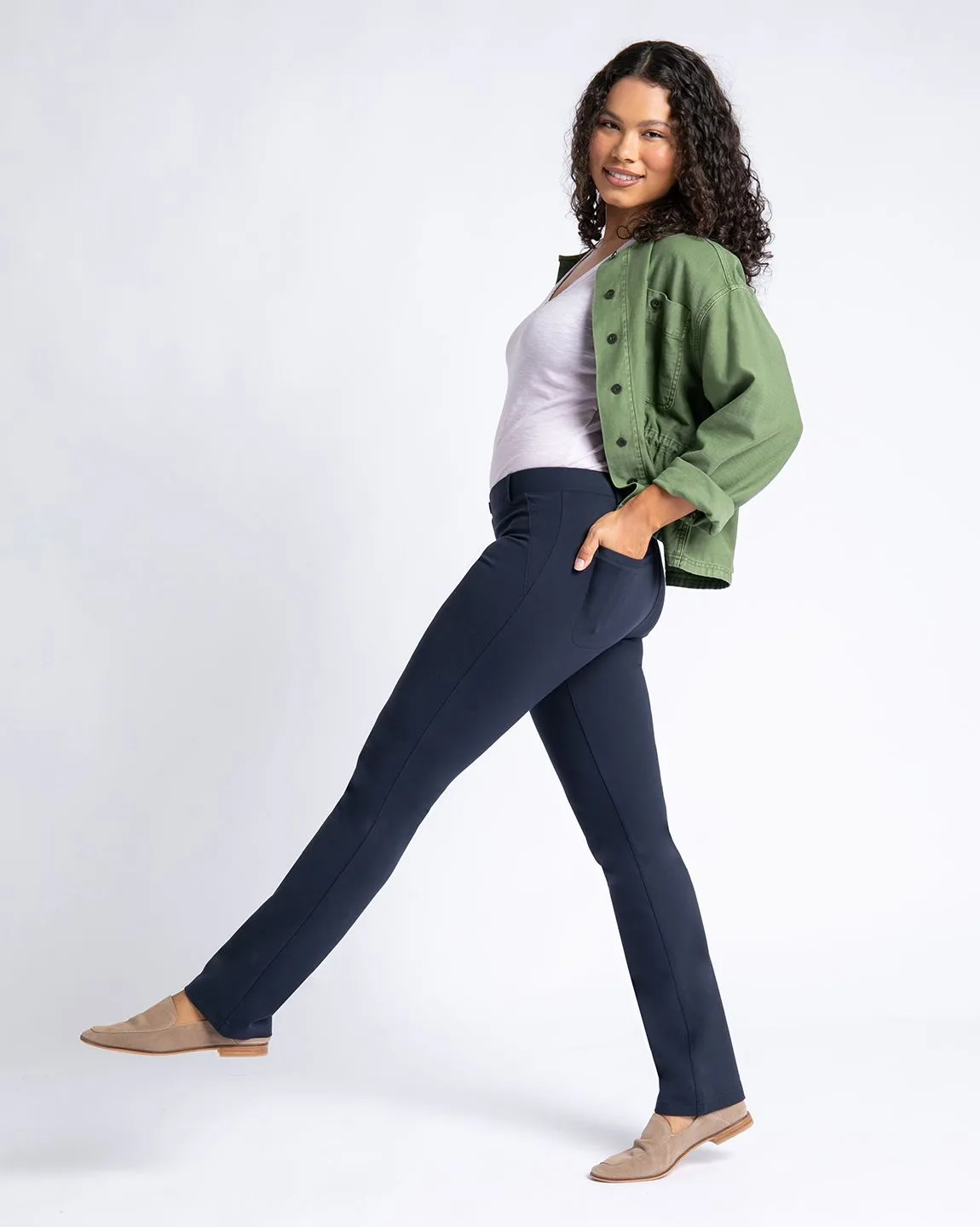 Straight-Leg | Two-Pocket Dress Pant Yoga Pants (Navy)