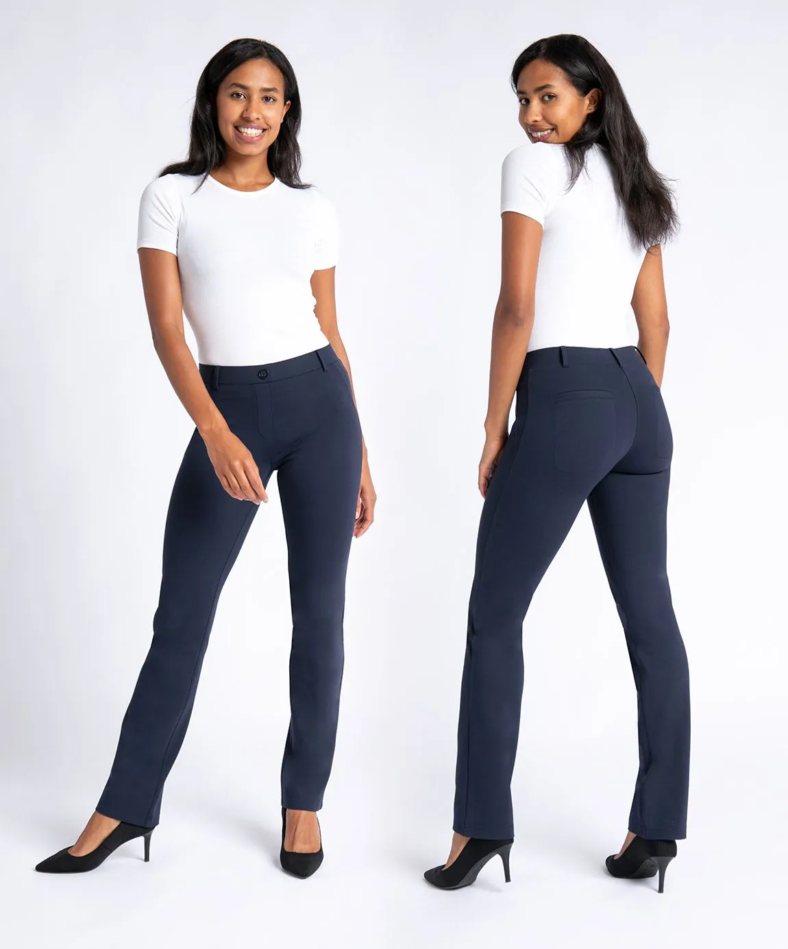 Straight-Leg | Two-Pocket Dress Pant Yoga Pants (Navy)