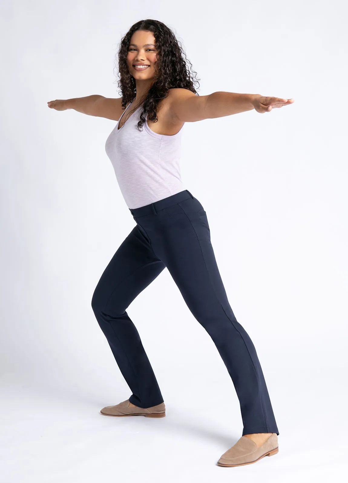 Straight-Leg | Two-Pocket Dress Pant Yoga Pants (Navy)