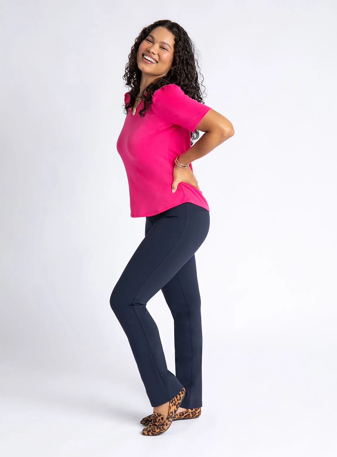 Straight-Leg | Two-Pocket Dress Pant Yoga Pants (Navy)