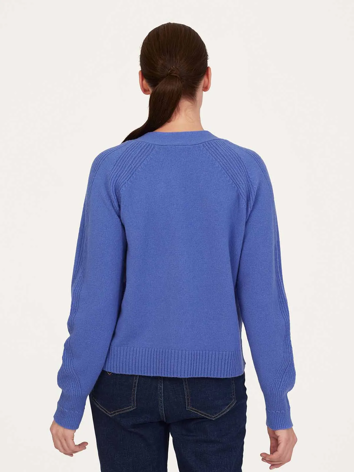 Taygete Lambswool V-Neck Cardigan - Periwinkle Blue