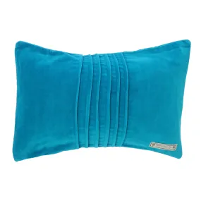 Velvet blue cushion with pin tuck detail