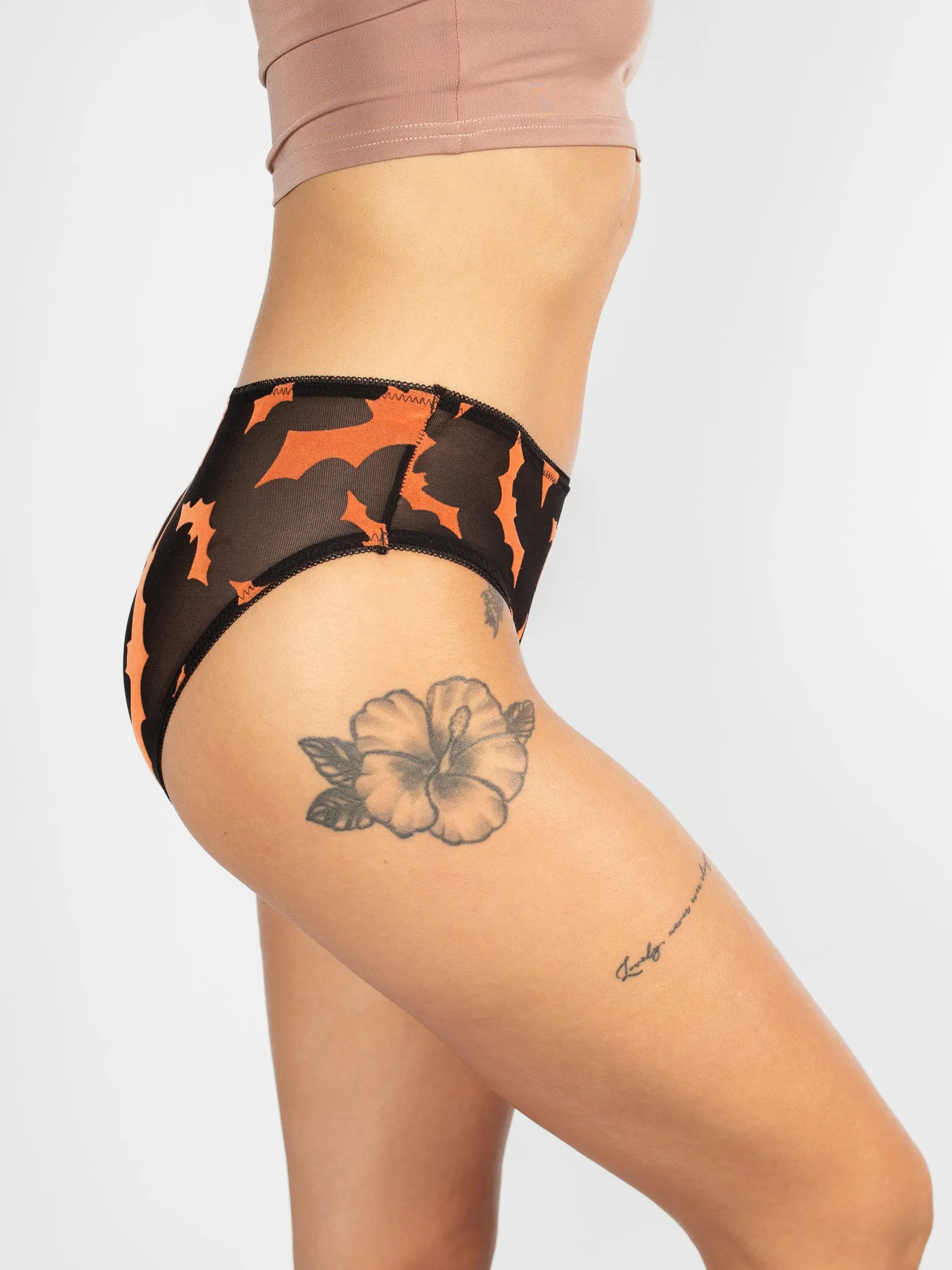 Velvet Mesh Orange Bat Brief