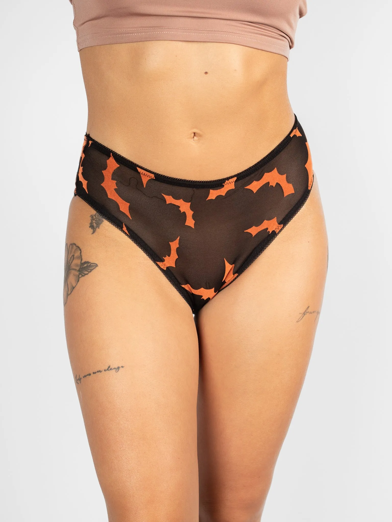 Velvet Mesh Orange Bat Brief