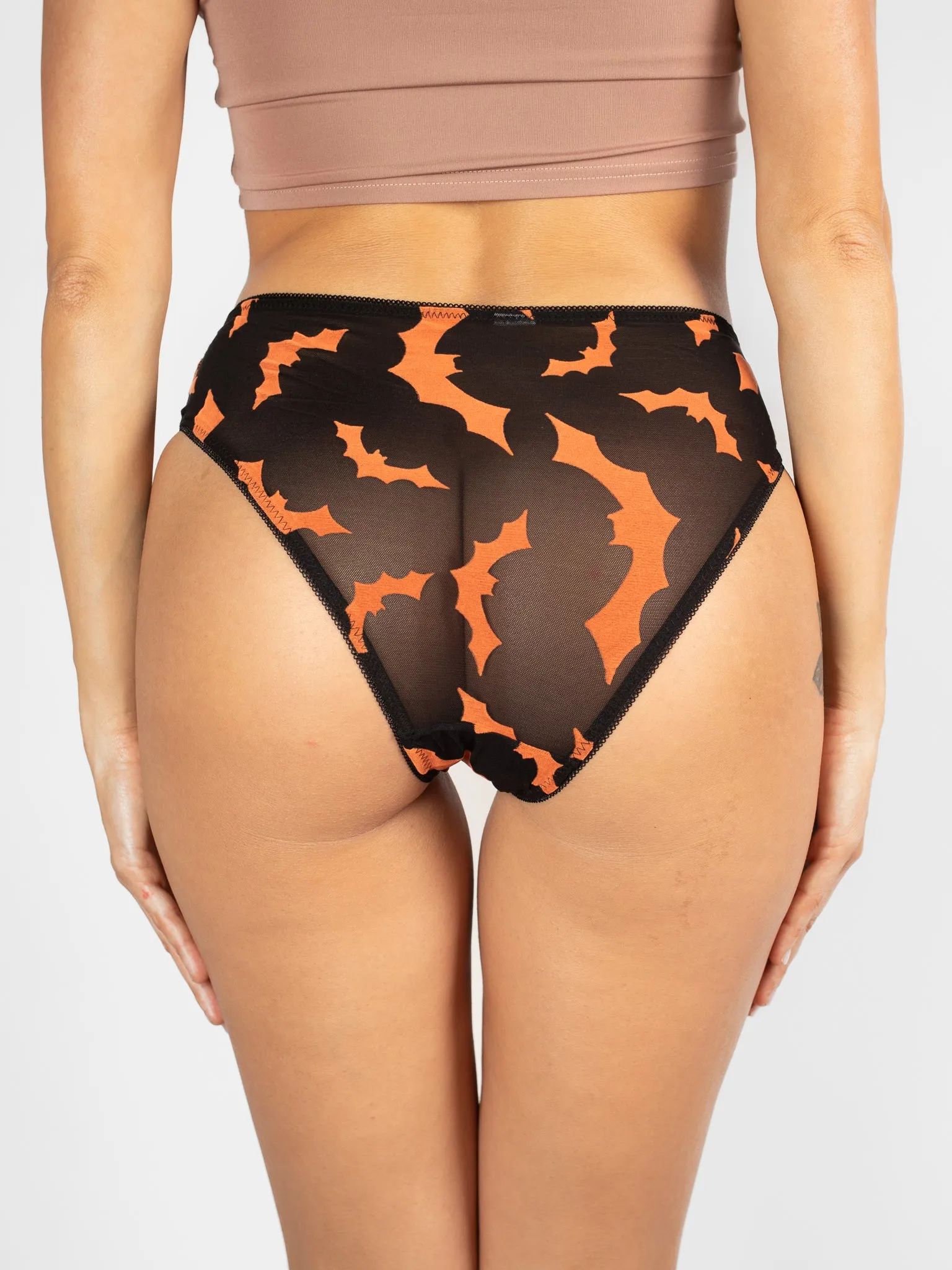 Velvet Mesh Orange Bat Brief