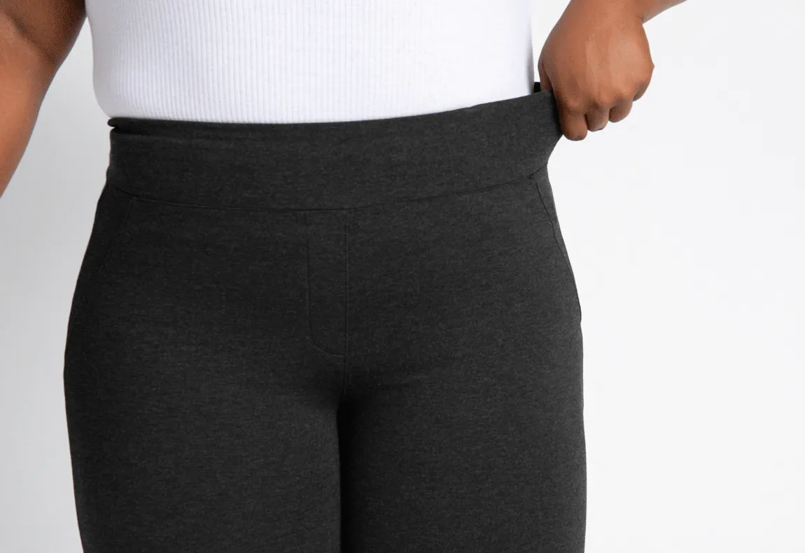 Wide-Leg Two-Pocket Dress Pant Yoga Pants (Charcoal)