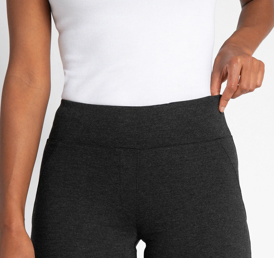 Wide-Leg Two-Pocket Dress Pant Yoga Pants (Charcoal)