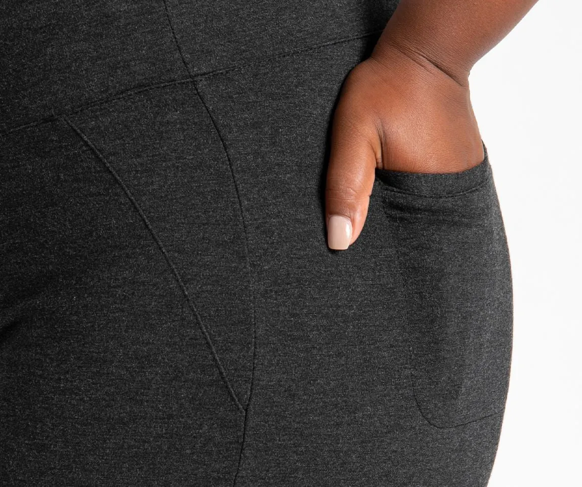 Wide-Leg Two-Pocket Dress Pant Yoga Pants (Charcoal)