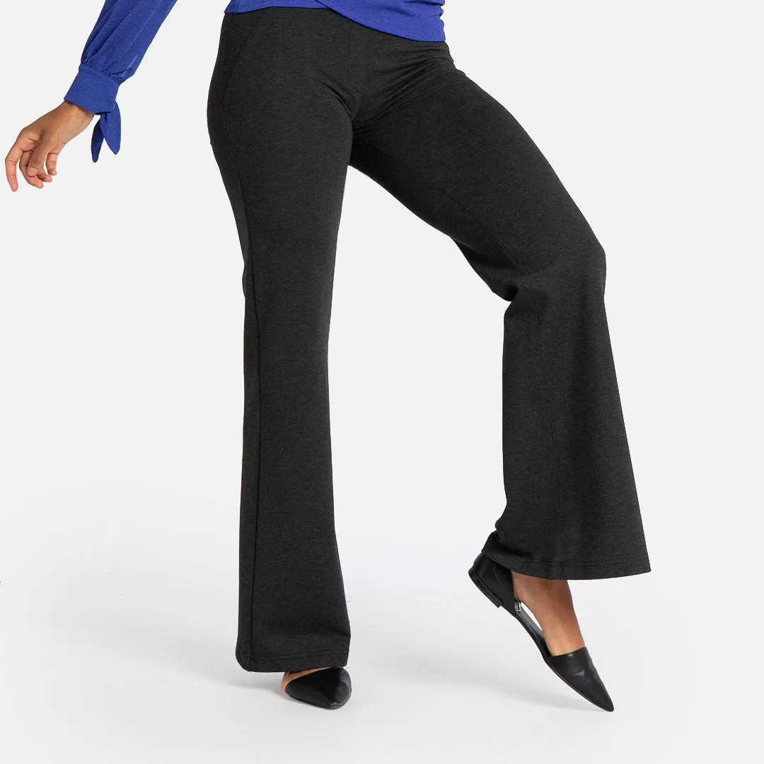 Wide-Leg Two-Pocket Dress Pant Yoga Pants (Charcoal)