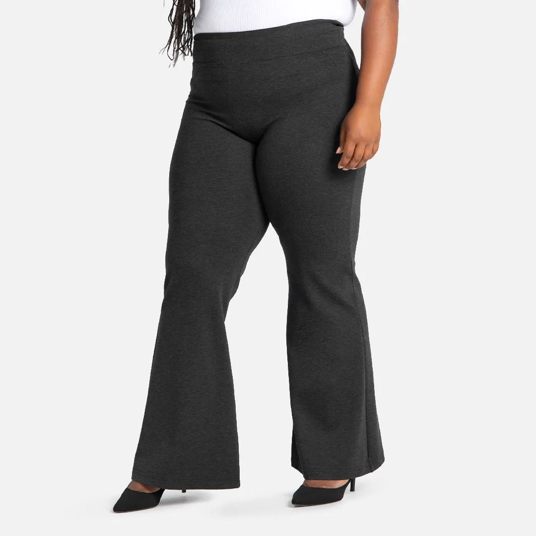 Wide-Leg Two-Pocket Dress Pant Yoga Pants (Charcoal)
