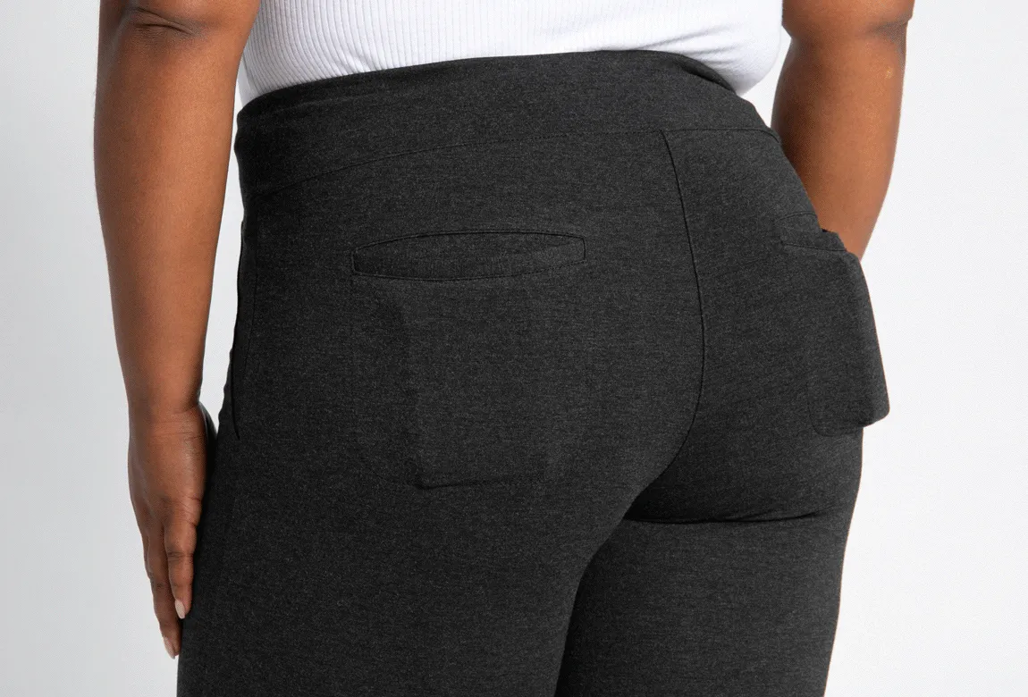 Wide-Leg Two-Pocket Dress Pant Yoga Pants (Charcoal)