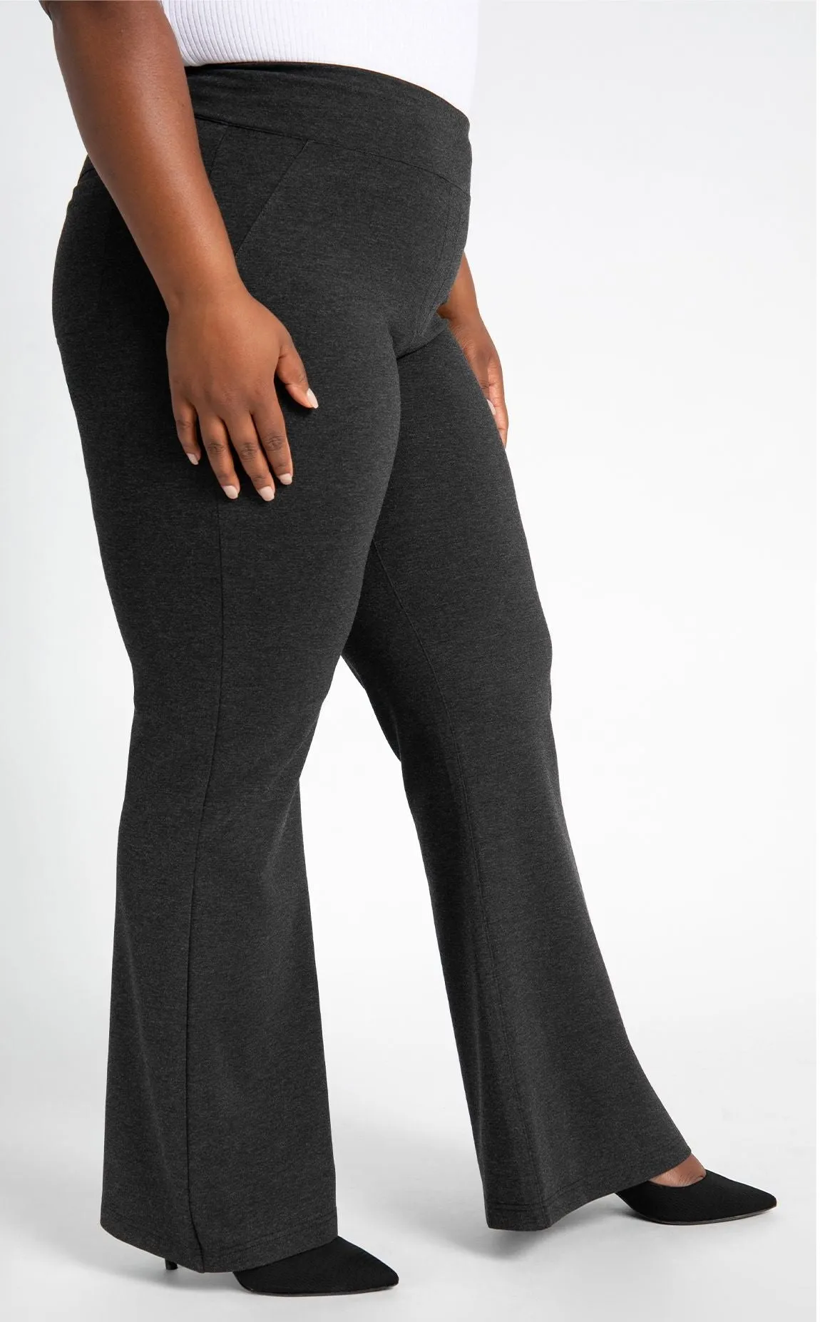 Wide-Leg Two-Pocket Dress Pant Yoga Pants (Charcoal)