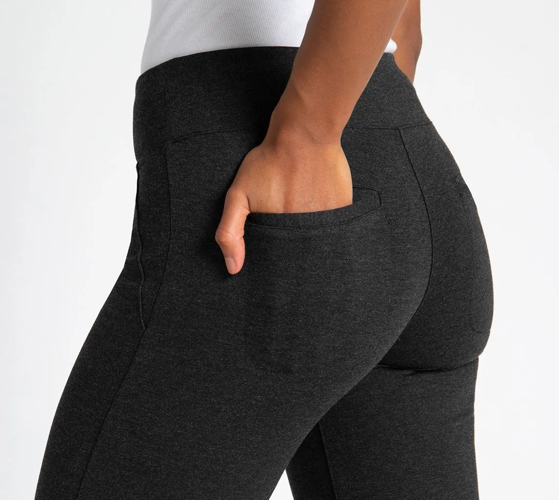 Wide-Leg Two-Pocket Dress Pant Yoga Pants (Charcoal)