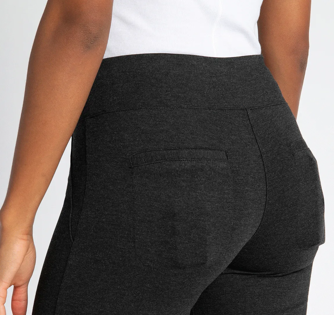Wide-Leg Two-Pocket Dress Pant Yoga Pants (Charcoal)