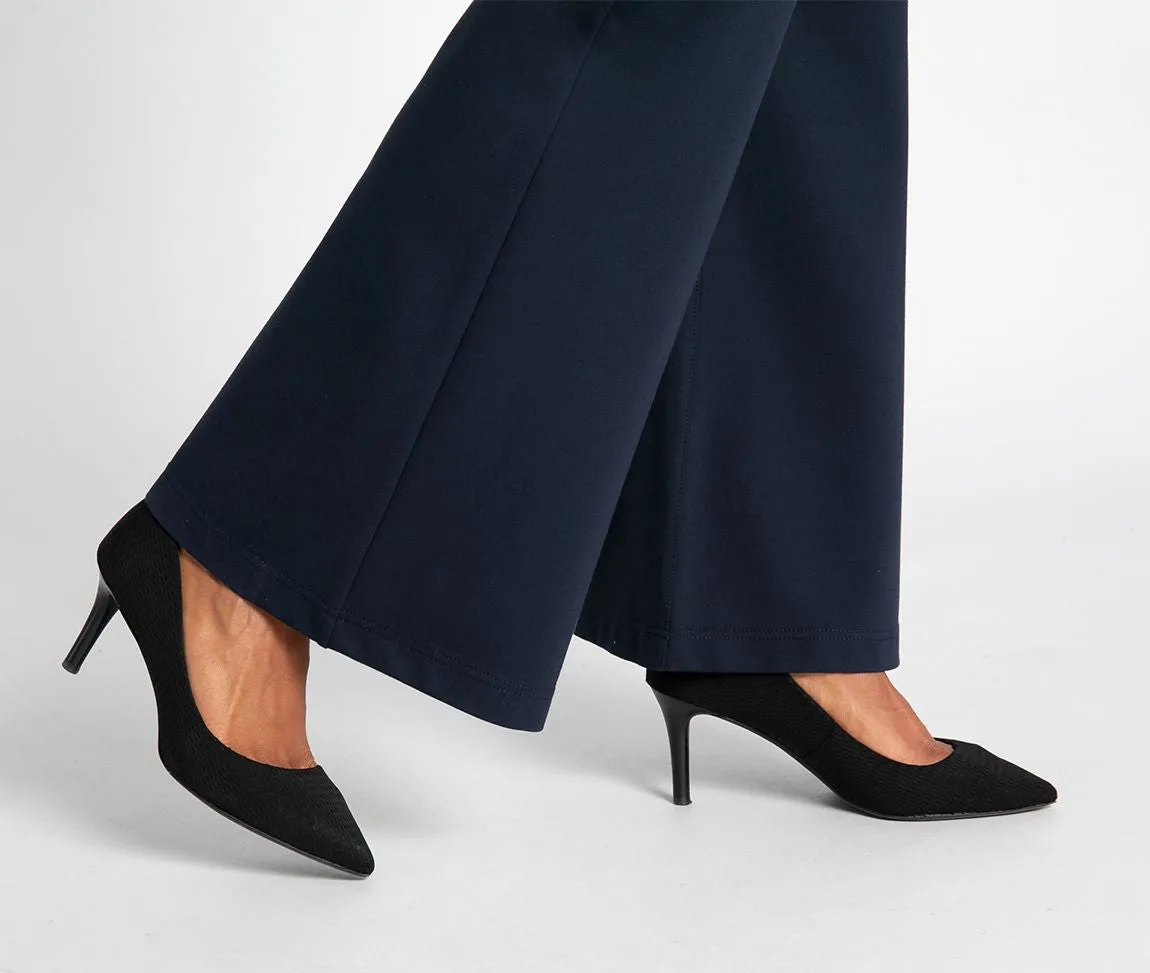 Wide-Leg Two-Pocket Dress Pant Yoga Pants (Navy)
