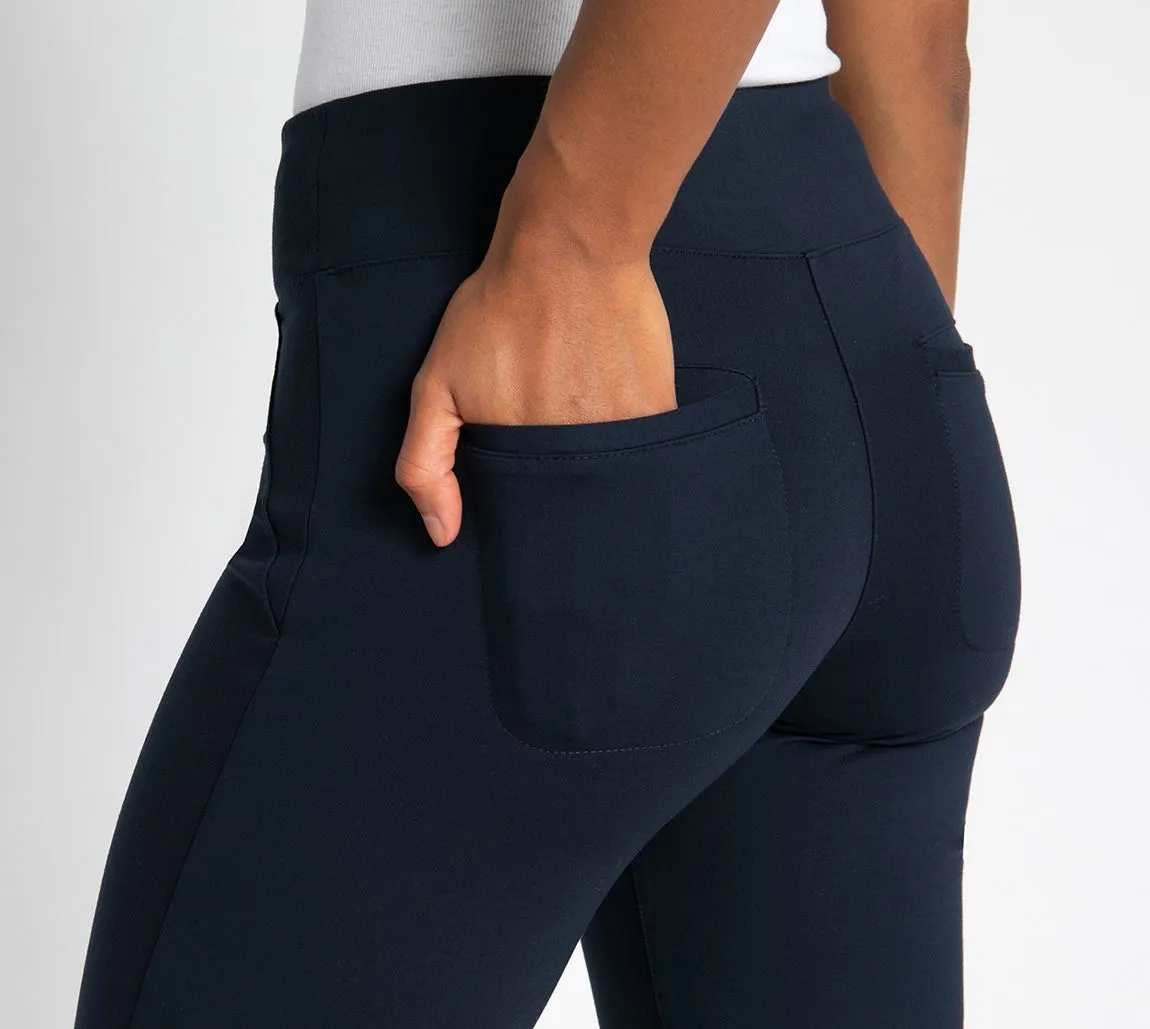 Wide-Leg Two-Pocket Dress Pant Yoga Pants (Navy)