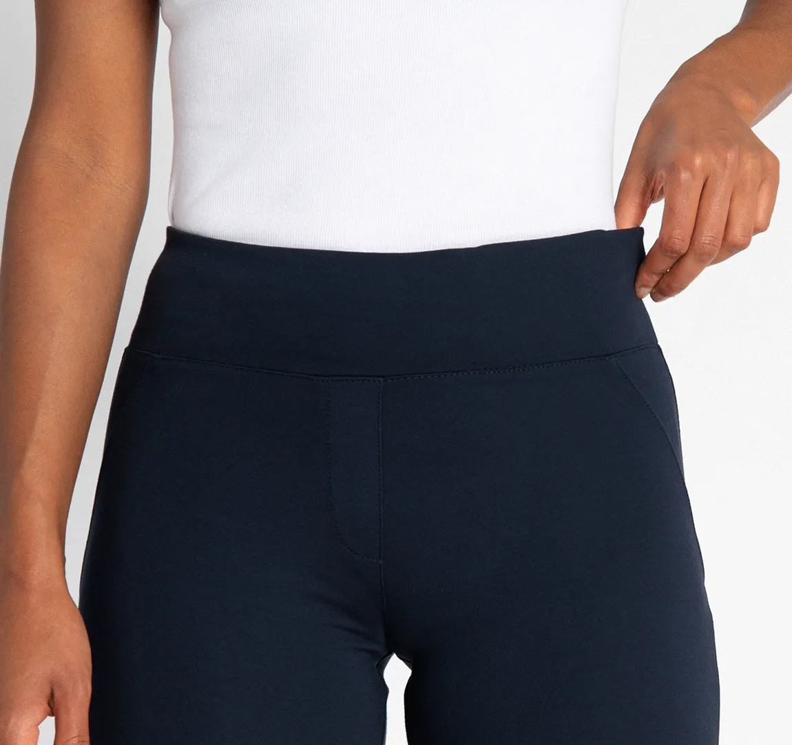 Wide-Leg Two-Pocket Dress Pant Yoga Pants (Navy)