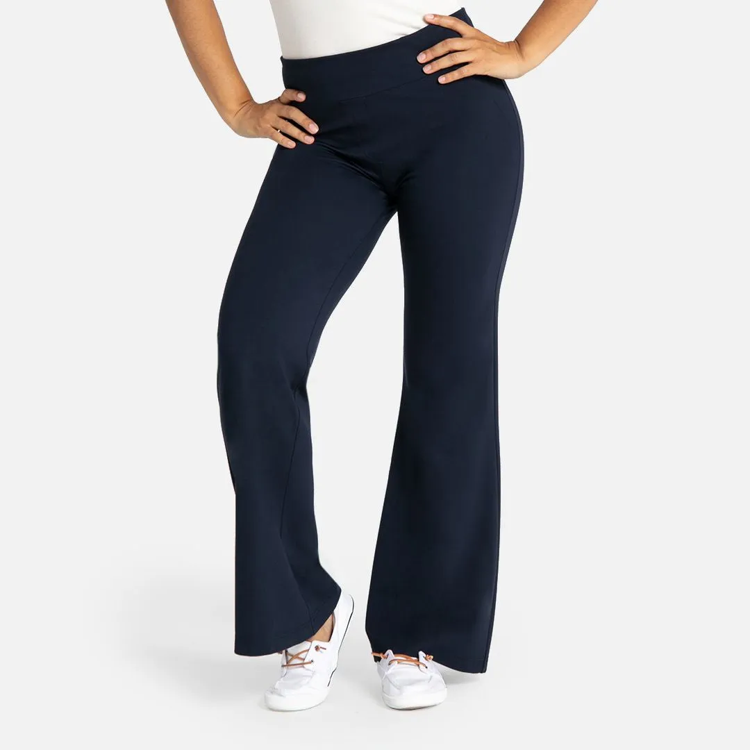 Wide-Leg Two-Pocket Dress Pant Yoga Pants (Navy)