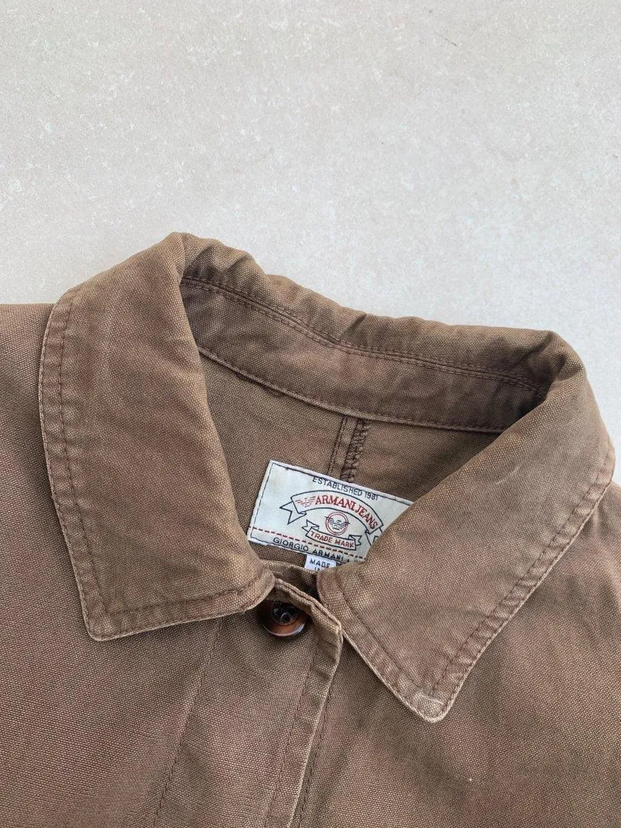 (W:M) Armani 1990s Washed Cotton Cropped Work Blouson